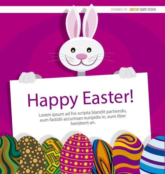 Easter bunny eggs placard