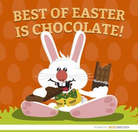 Osterhase der Schokoladentapete isst