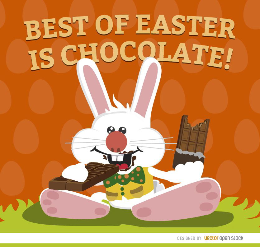 Easter bunny eating chocolate wallpaper