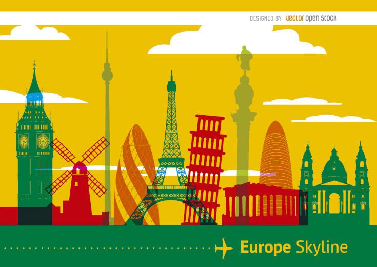 Europe monuments skyline Europe monuments skyline