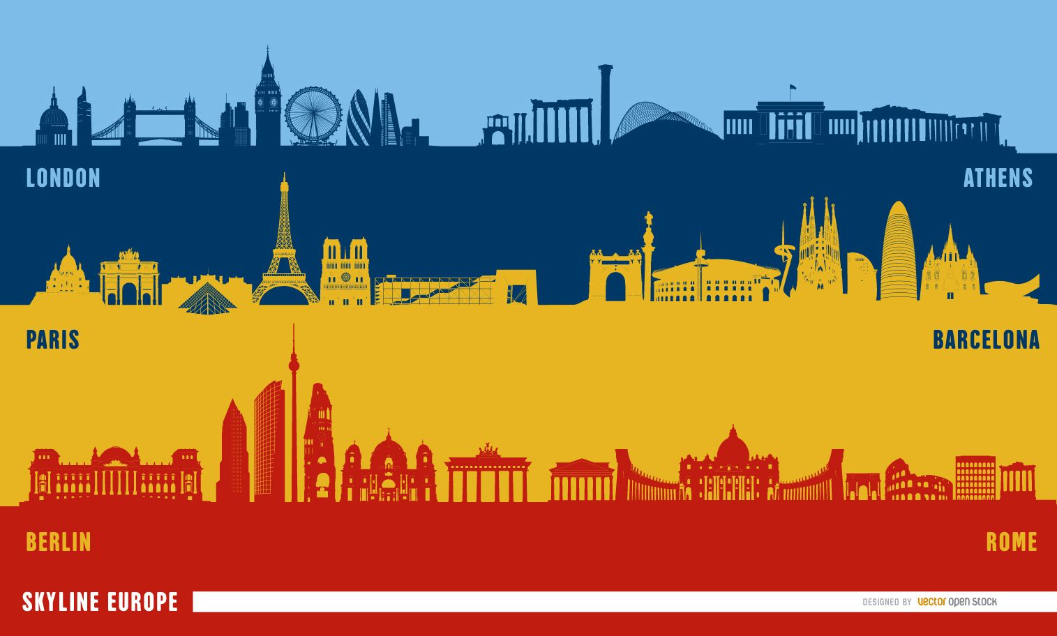 European landmarks skyline