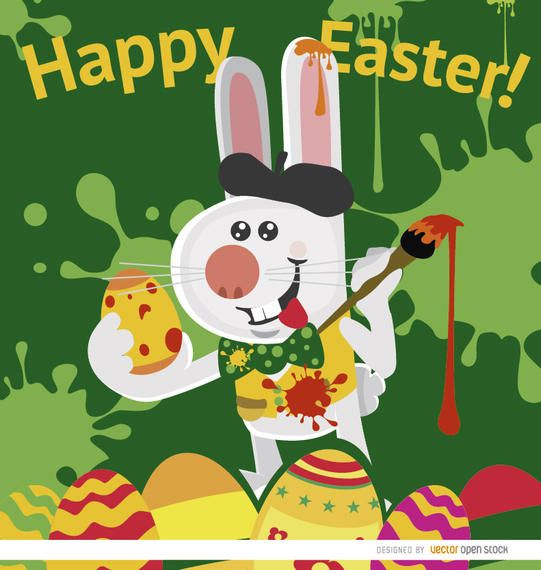 Pascua conejo artista pintando huevos Pascua conejo artista pintando huevos