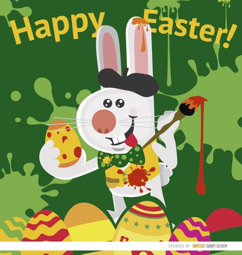 Easter rabbit artist painting eggs