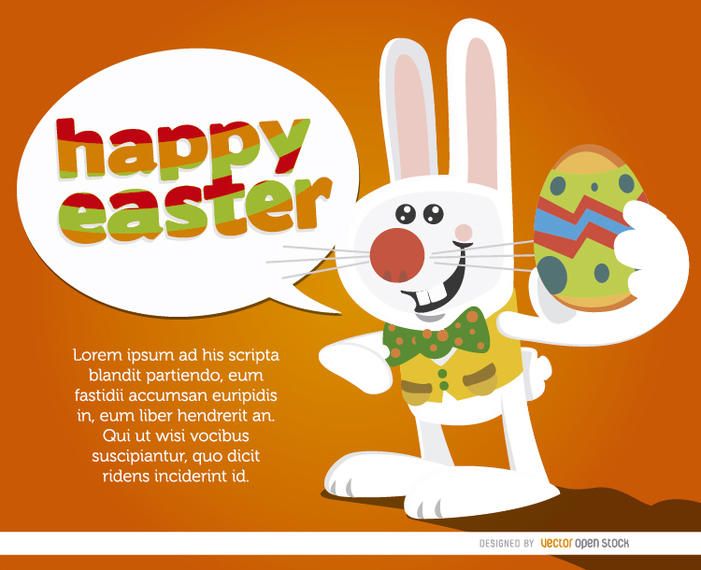 Bunny with egg saying Happy Easter Bunny with egg saying Happy Easter