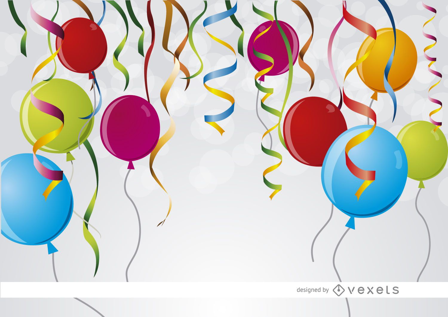 Party ribbons balloons background