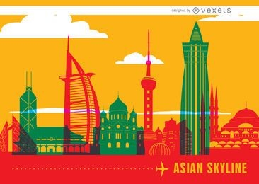 Asian skyline landmarks