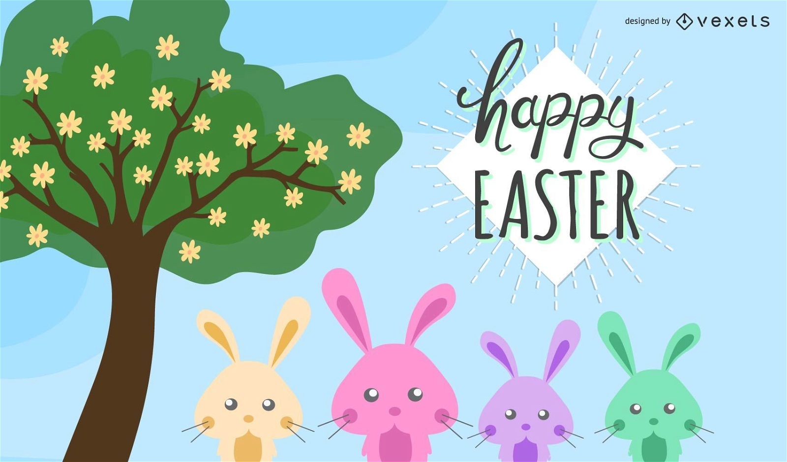 Abstract Happy Easter Cartoon Background