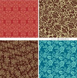4 patrones florales inconsútiles
