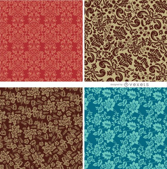 4 Seamless floral patterns 4 Seamless floral patterns