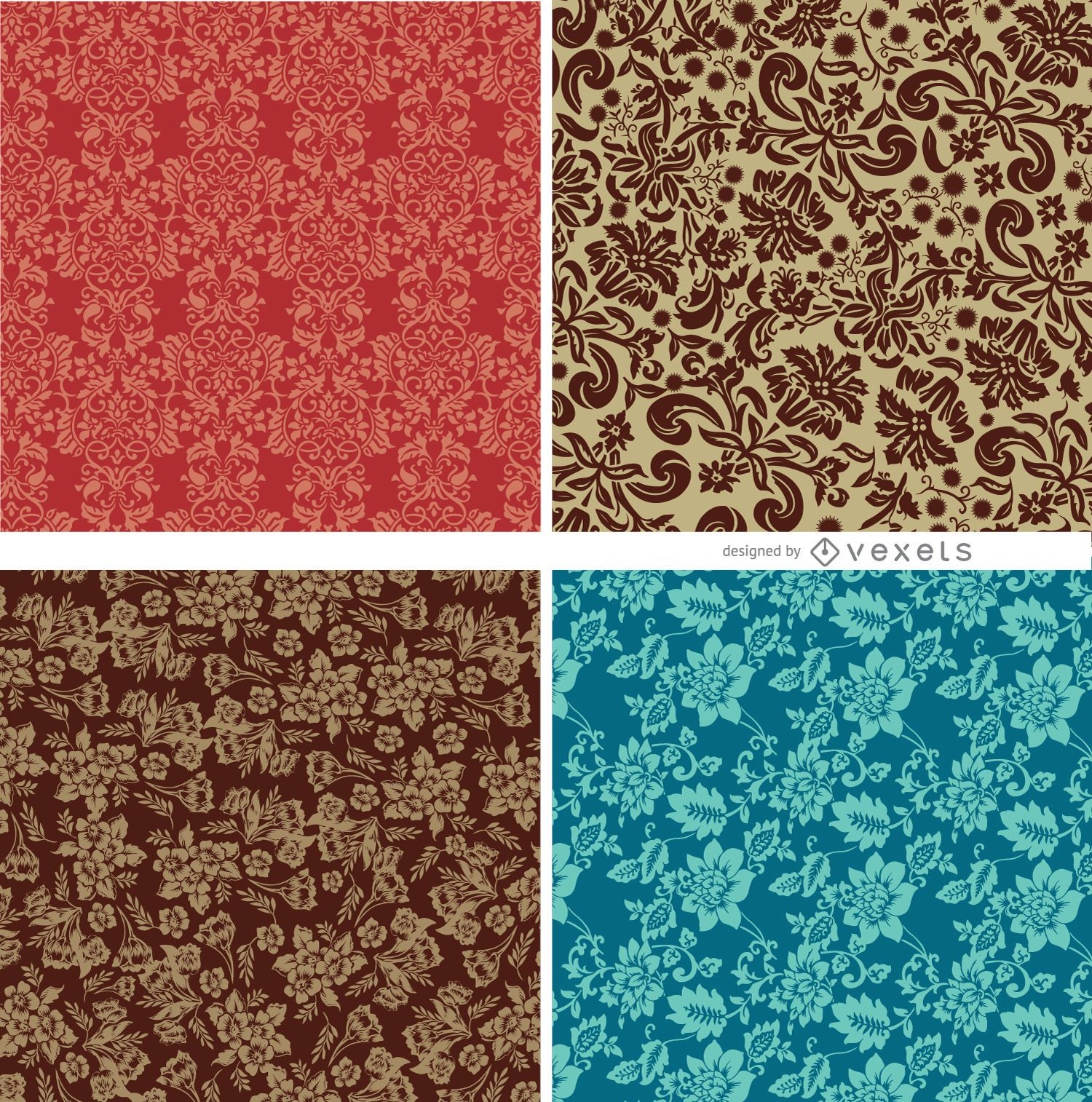 4 Seamless floral patterns