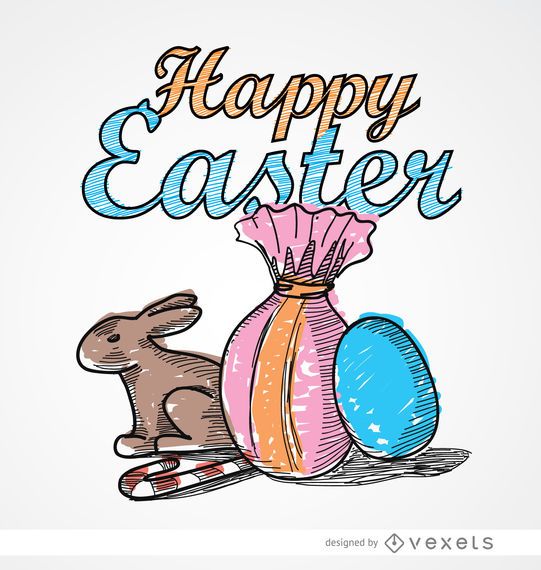 Easter drawing rabbit sweets eggs Easter drawing rabbit sweets eggs