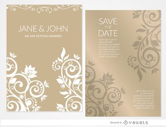 Luva de convite de casamento floral dourado Luva de convite de casamento floral dourado