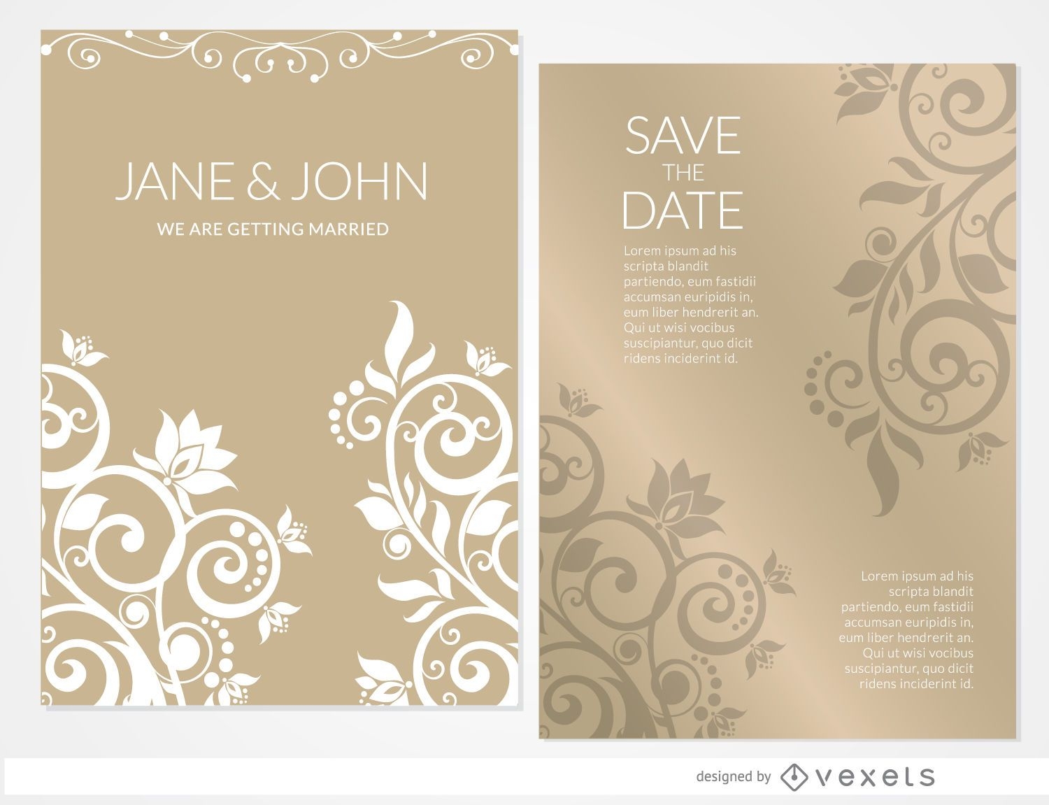Golden floral wedding invitation sleeve