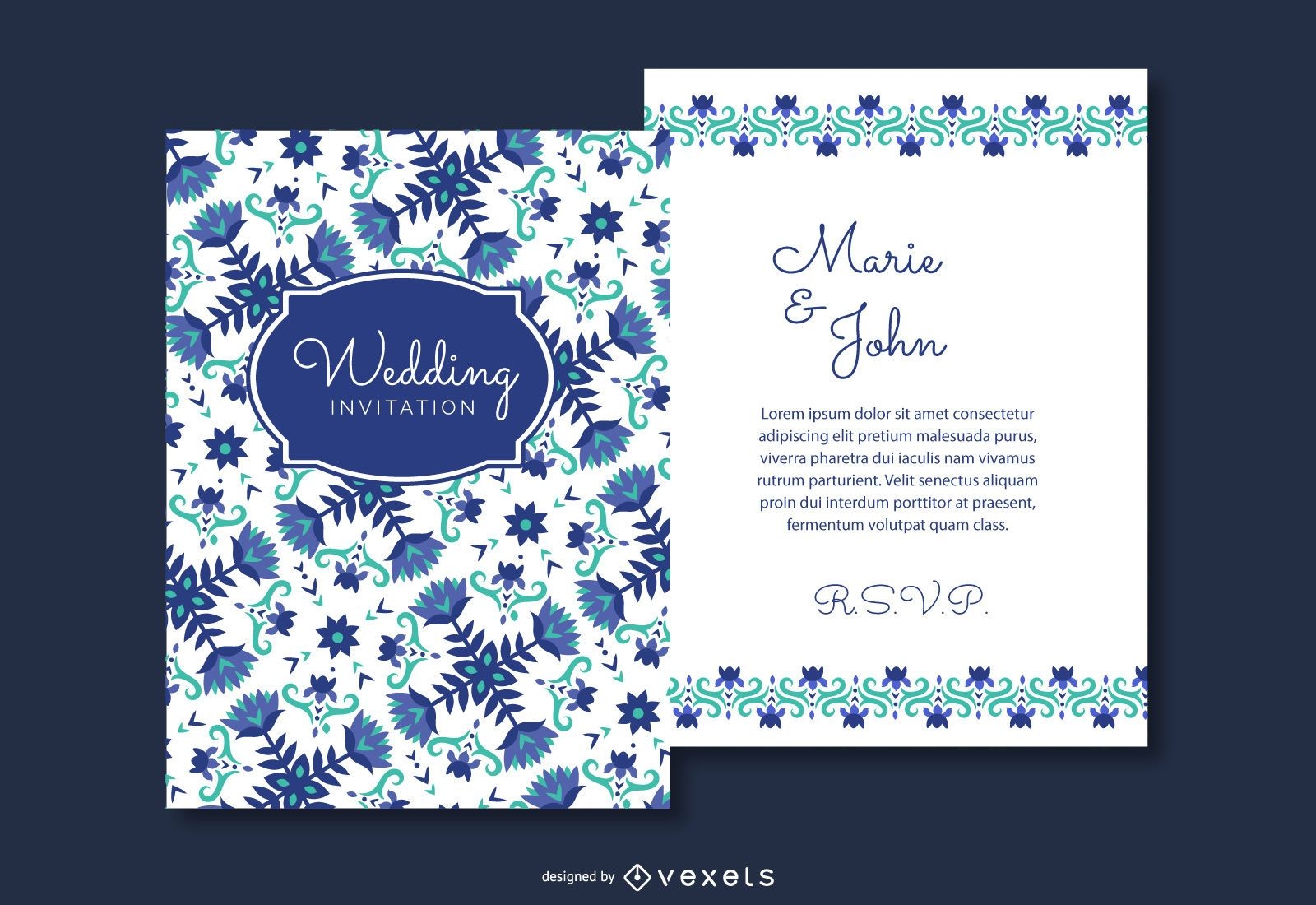 Cartões de convite de casamento floral