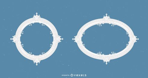 White Abstract Retro Frame Set