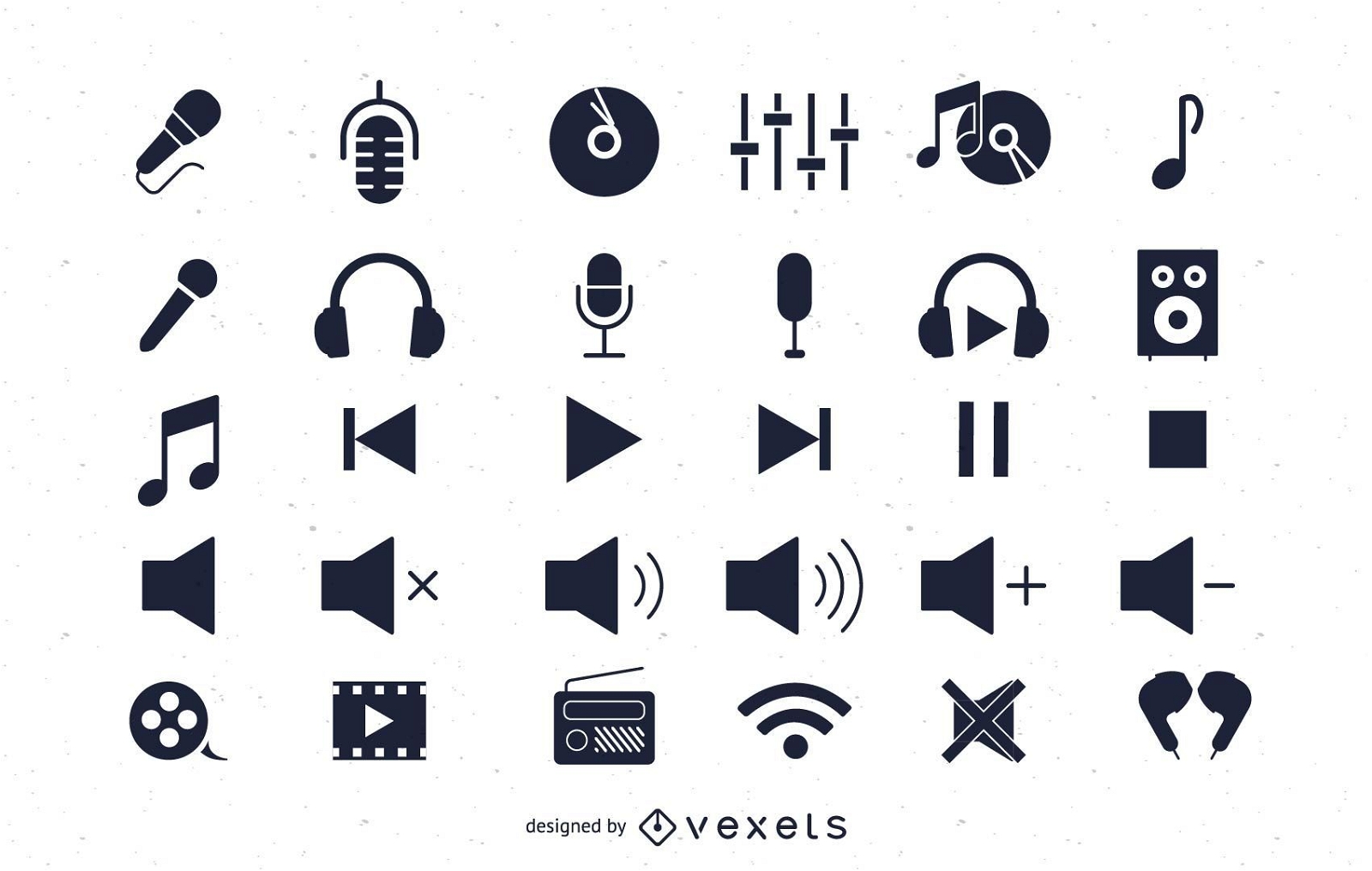 Paquete de iconos de audio plano