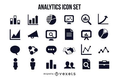 Pacote de ícones gráfico de negócios e analíticos Pacote de ícones gráfico de negócios e analíticos