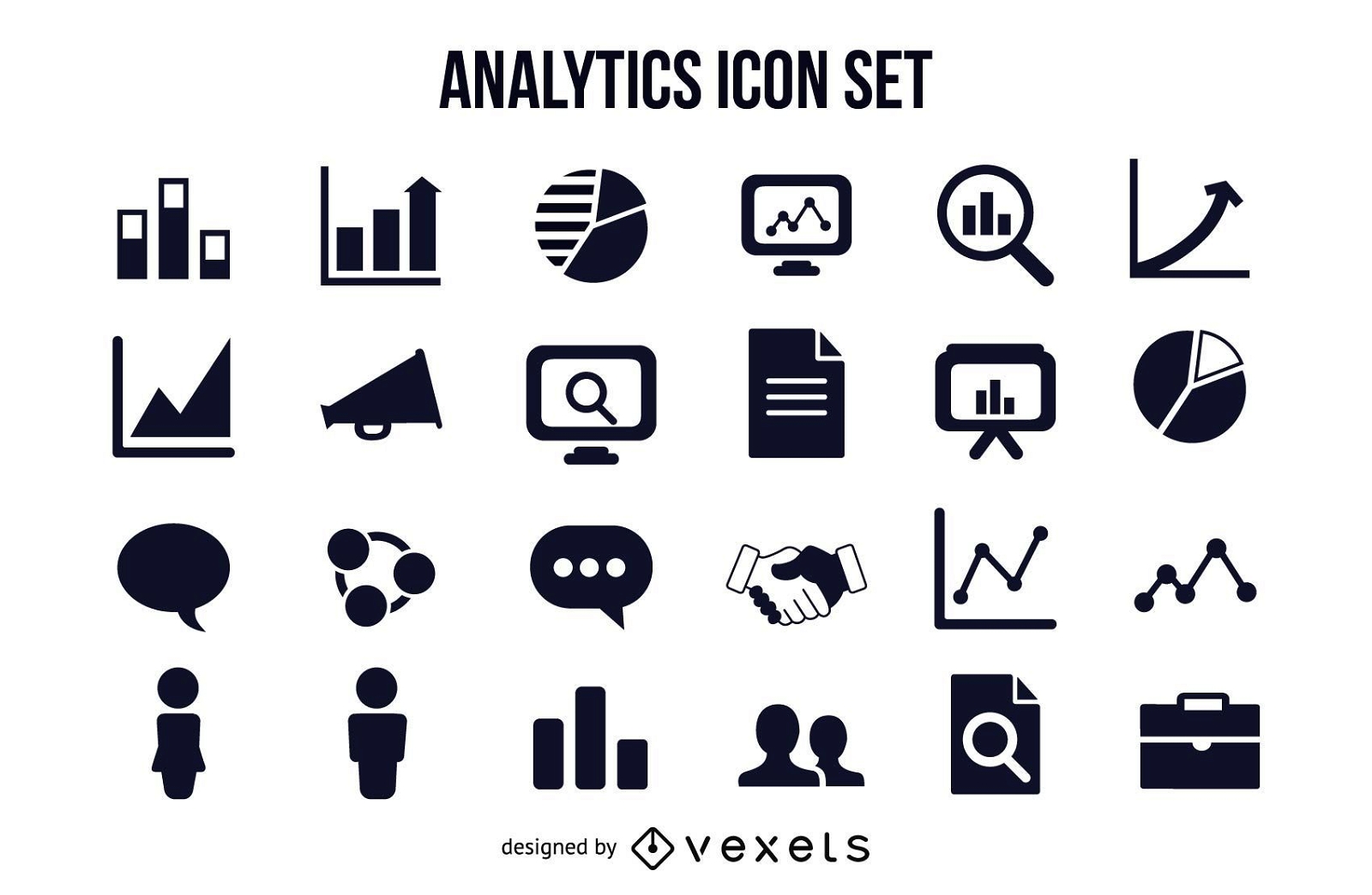 Pacote de ícones de negócios analíticos e gráficos