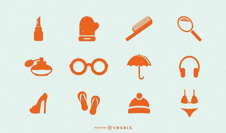 Men and women accessories icon set Royalty Free Vector Image