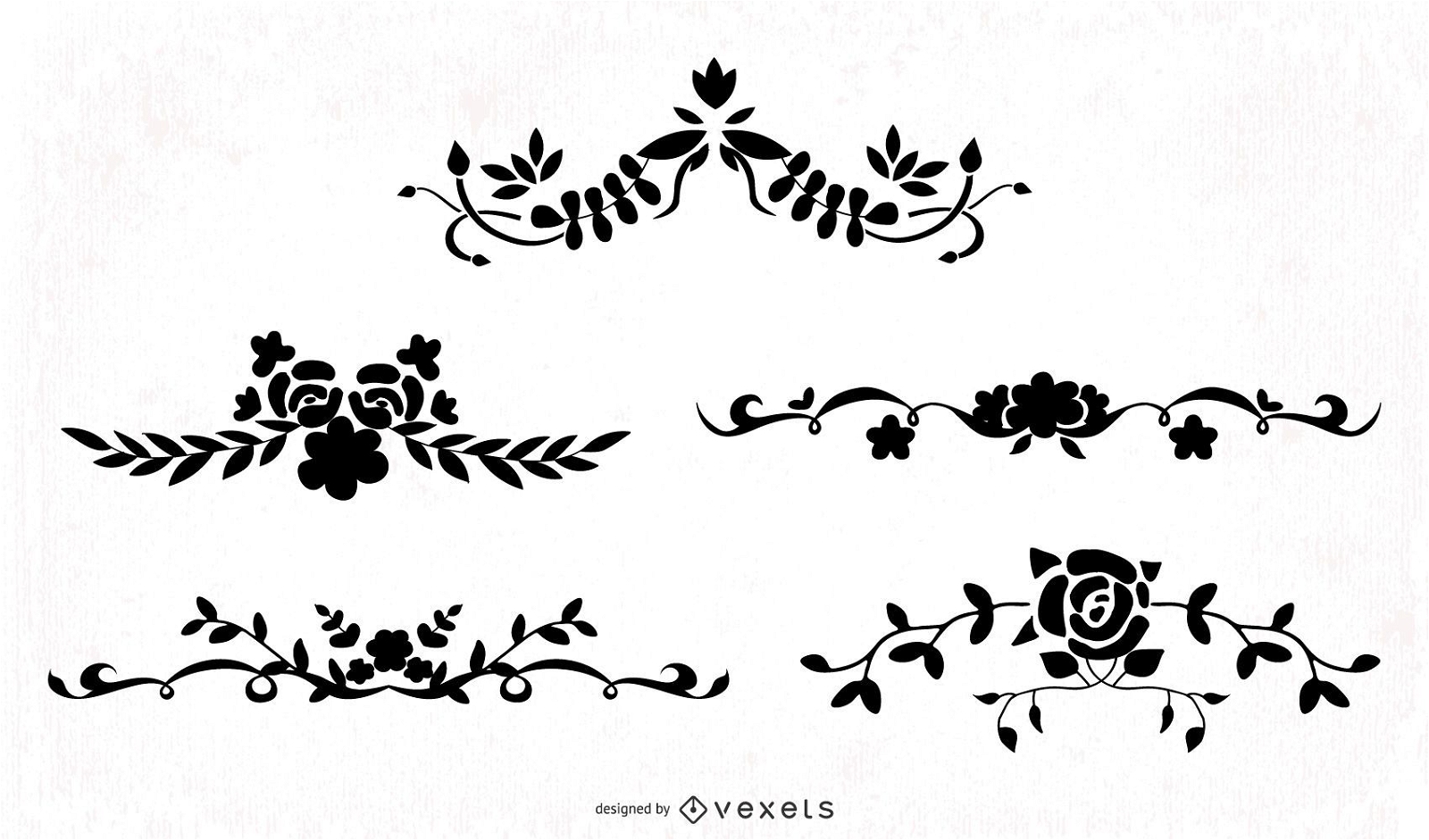 Pacote de redemoinhos florais ornamentais