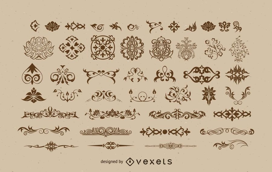 Vintage Small Floral Ornaments Pack Vintage Small Floral Ornaments Pack