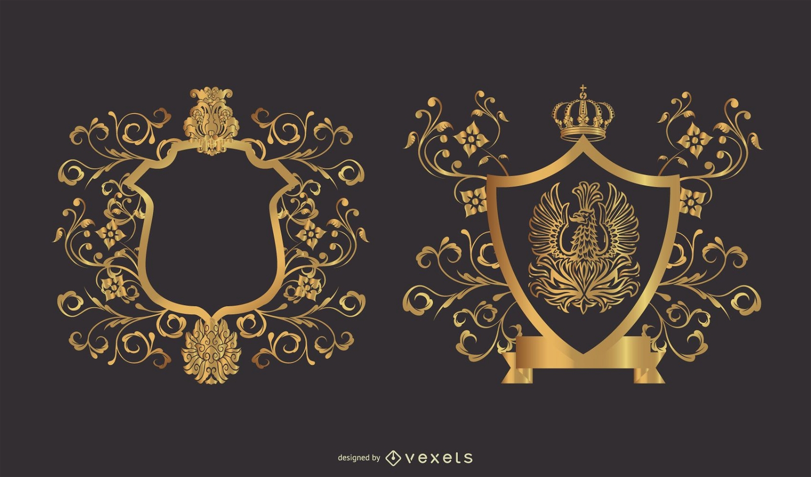 Emblemas decorativos de escudo heráldico