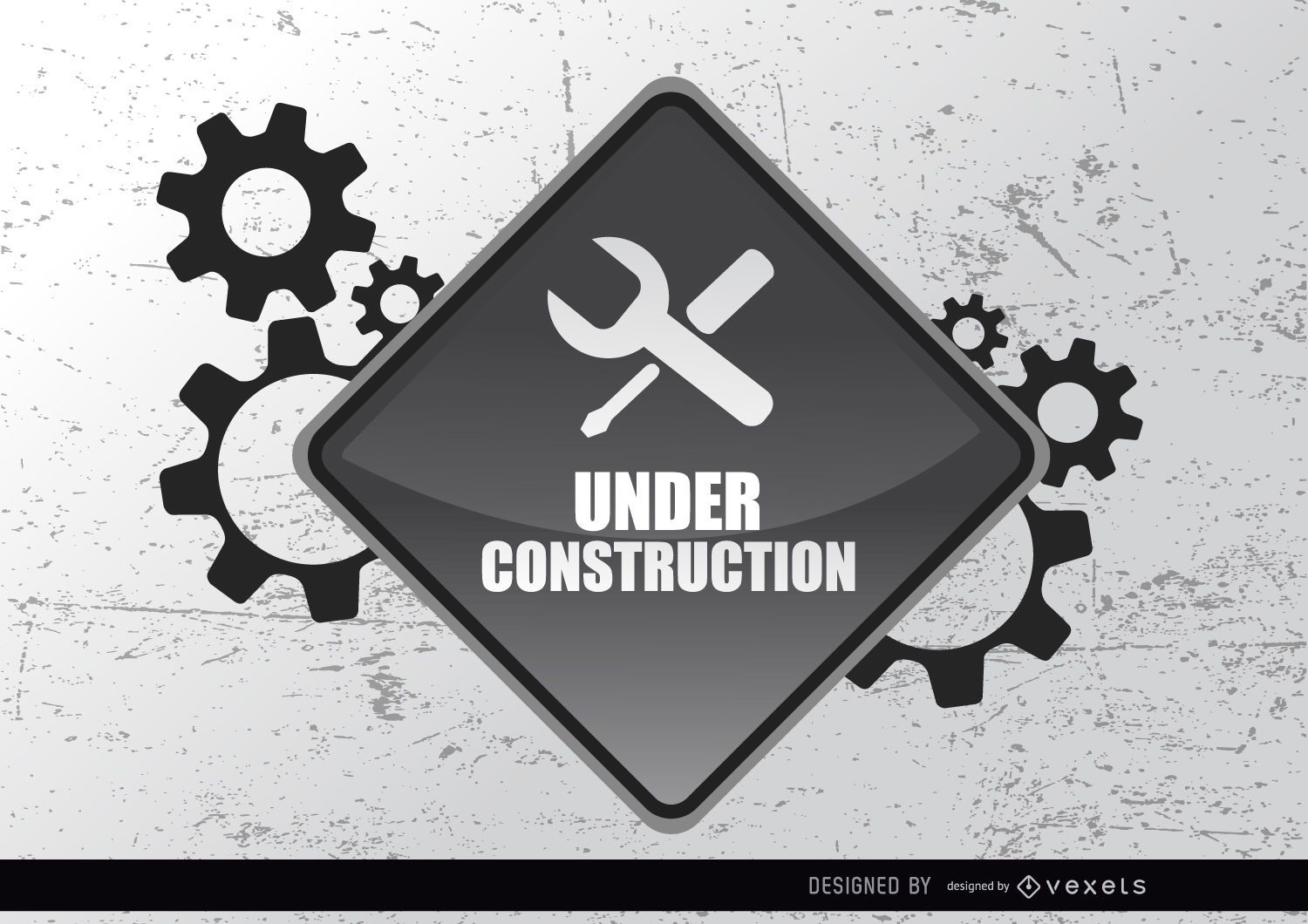Under construction sign gears