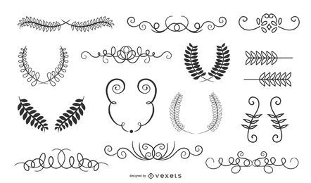 Ornamentos de borda Vintage mão desenhada Ornamentos de borda Vintage mão desenhada