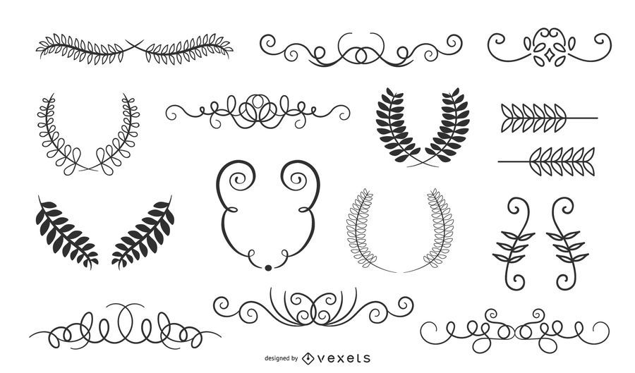 Ornamentos de borda Vintage mão desenhada Ornamentos de borda Vintage mão desenhada