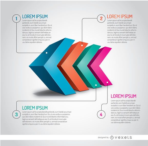 Cabeças de seta 3D infográfico Cabeças de seta 3D infográfico