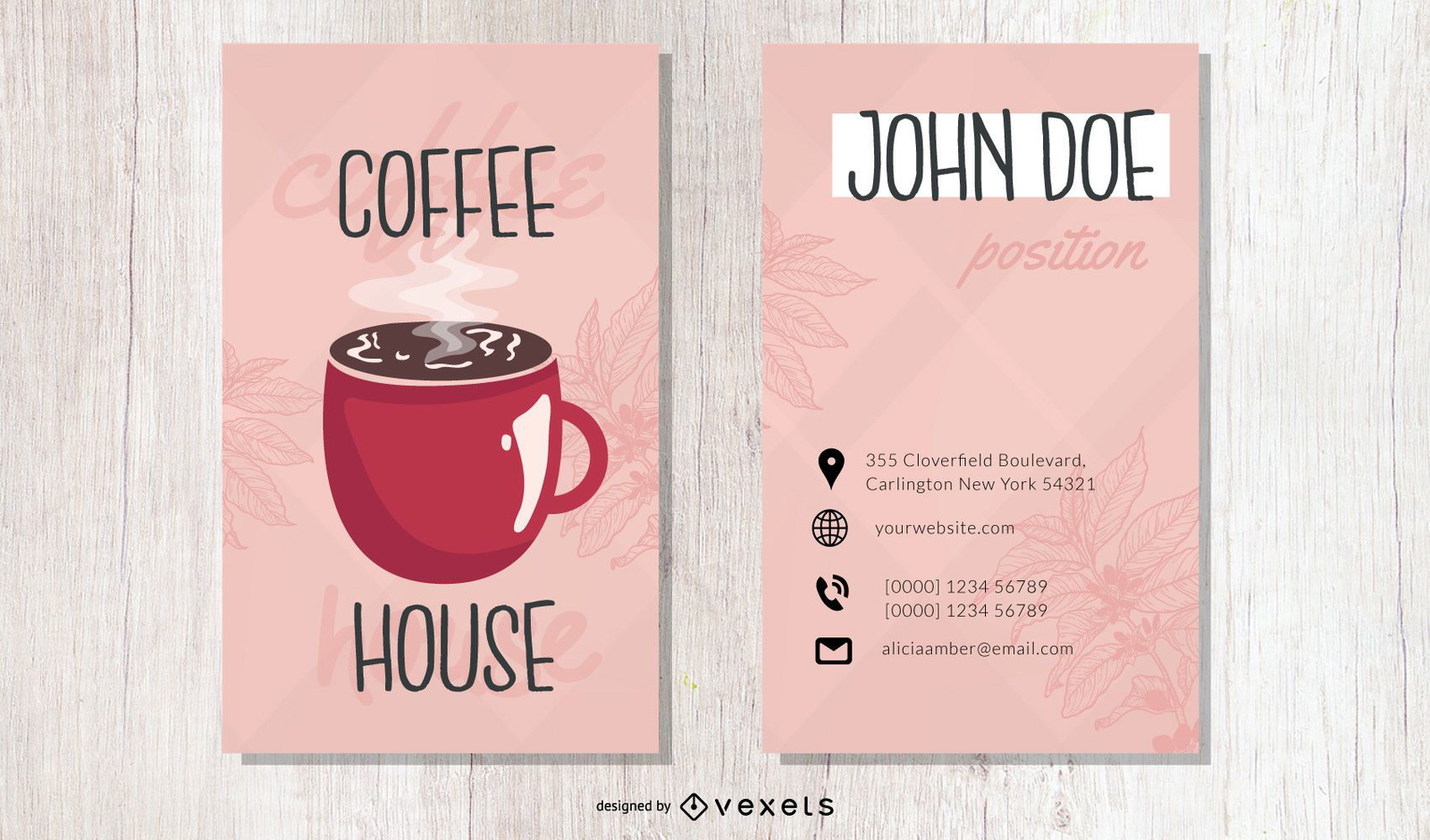 Coffee House Tall Business Card Template