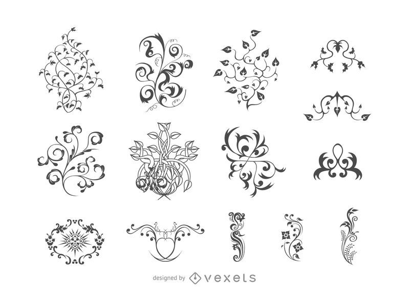 Simple Floral Ornament Set Simple Floral Ornament Set