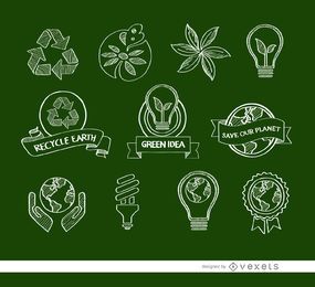 11 Doodle ícones ecológicos 11 Doodle ícones ecológicos