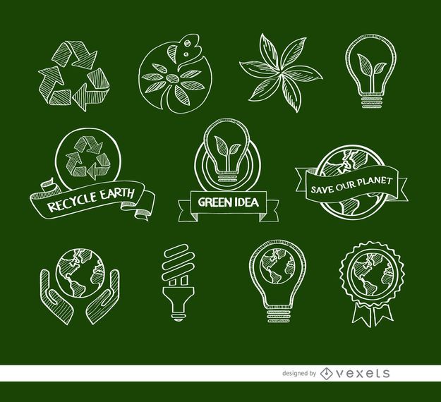 11 Doodle ecologic icons 11 Doodle ecologic icons