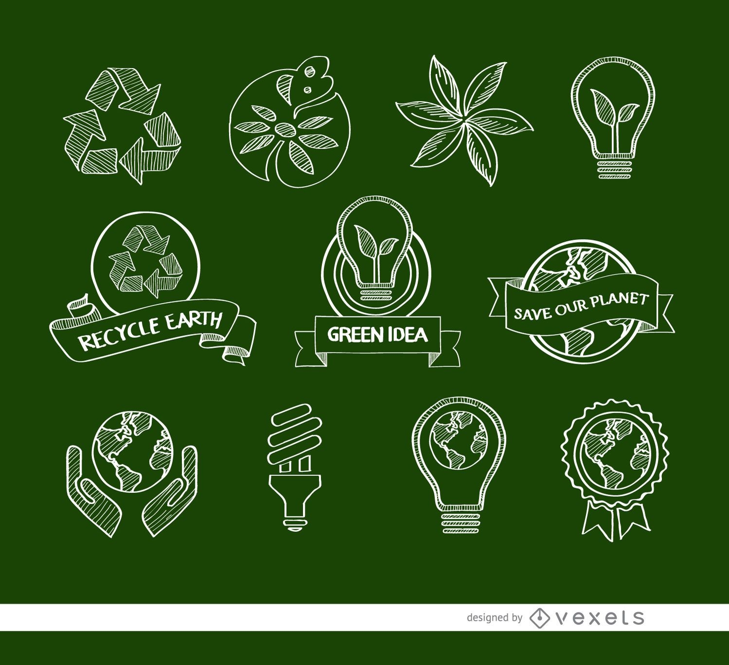 11 iconos ecológicos Doodle