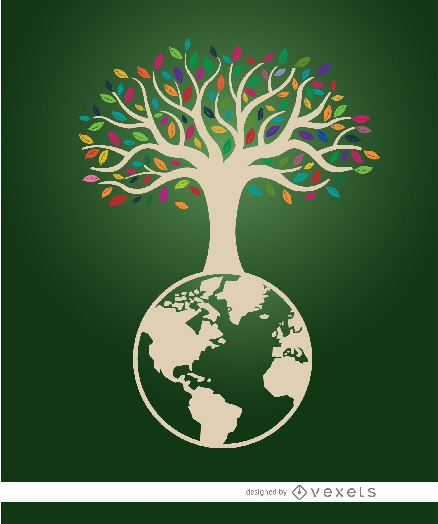 Cartel ecológico del árbol de la tierra