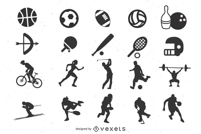 Paquete De Iconos De Deportes Mínimos Planos Descargar Vector