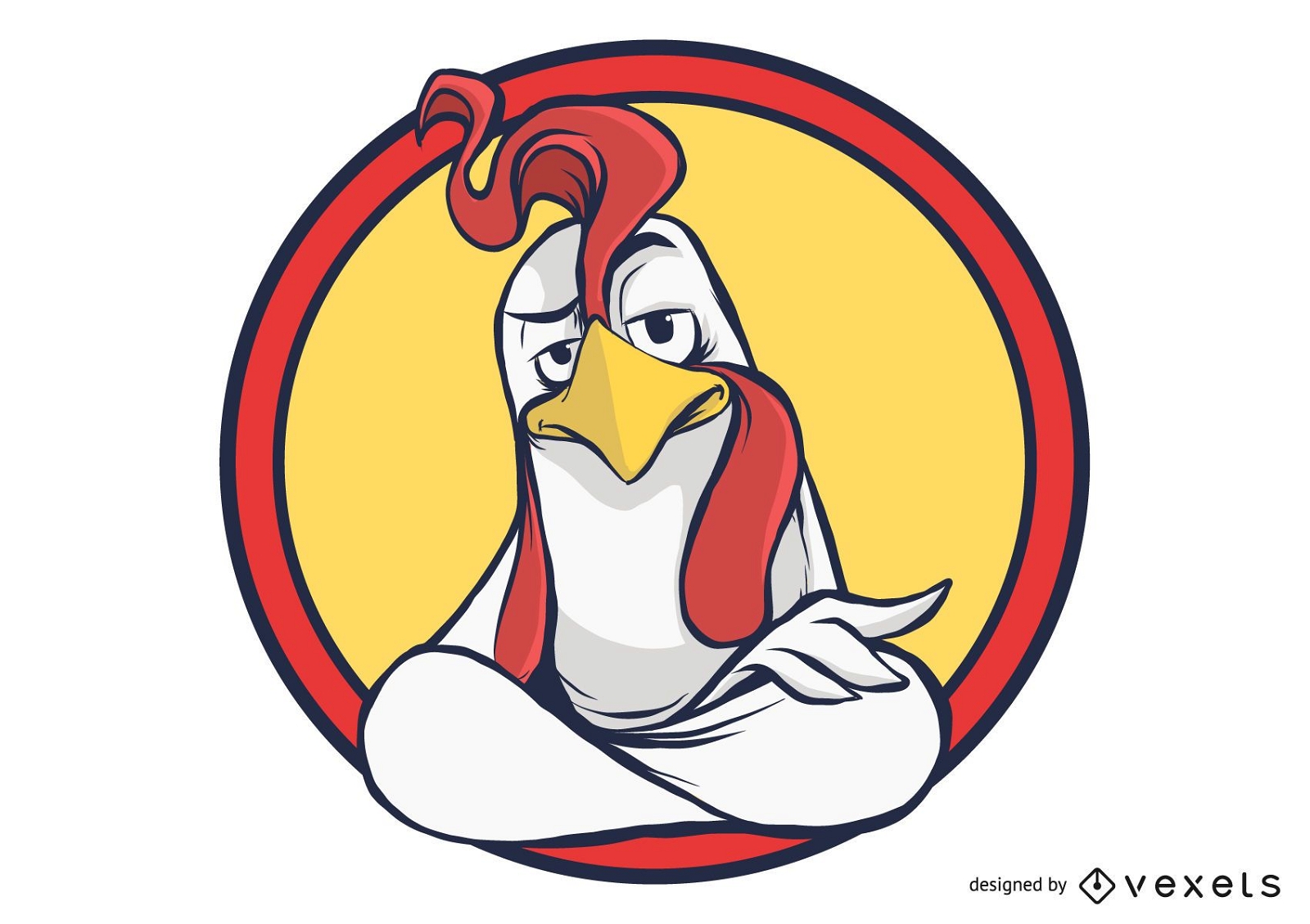 Rooster Cartoon inside Circles