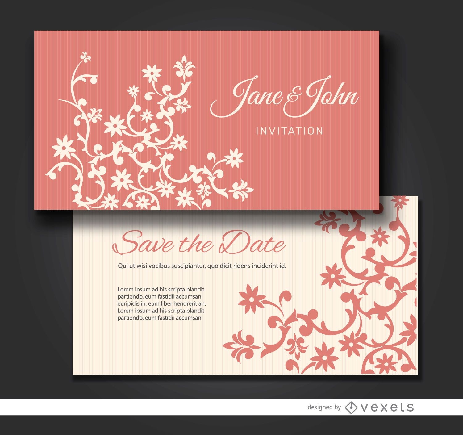 Cartões de convite de casamento floral