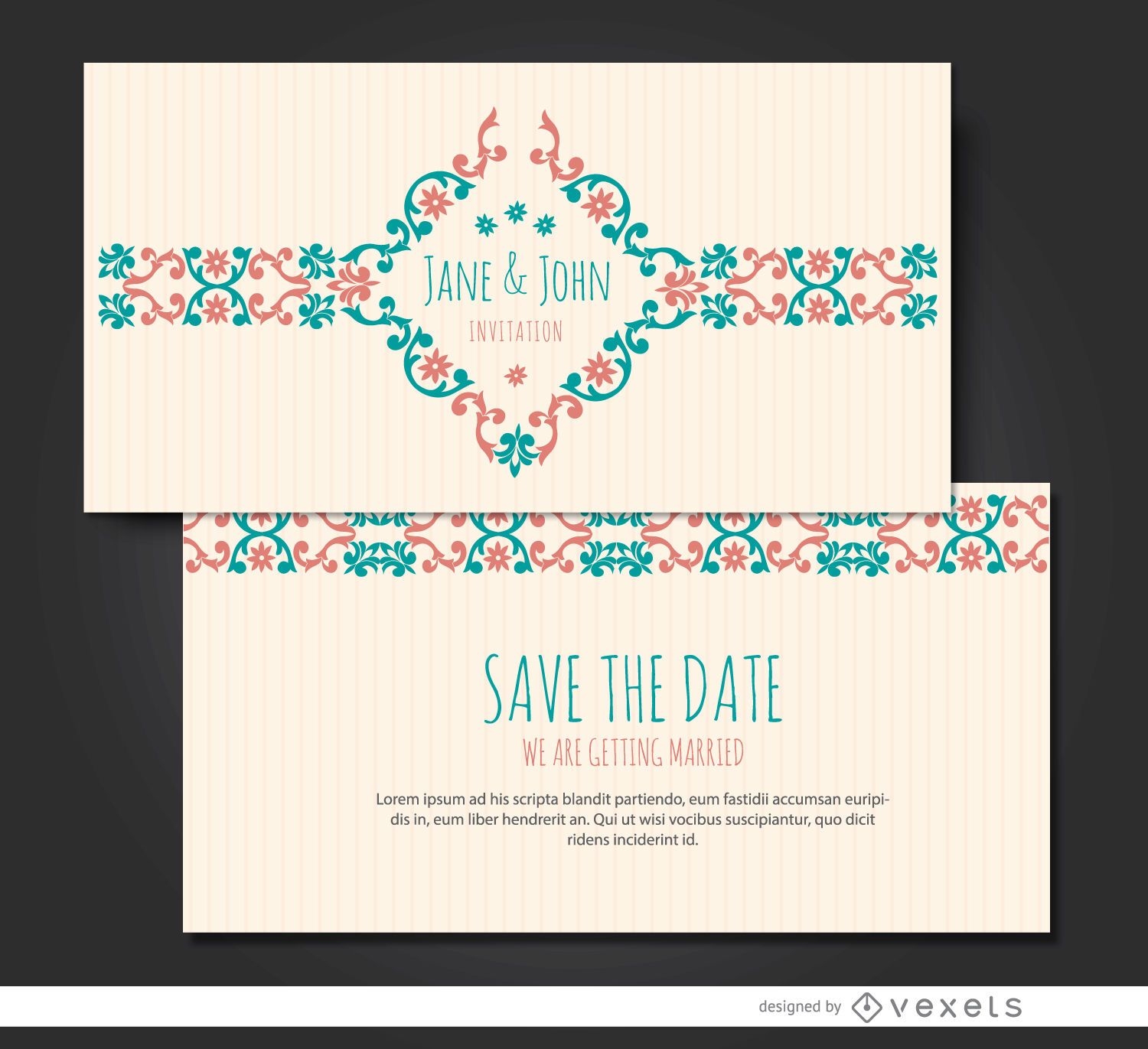 Marriage invitation floral riband