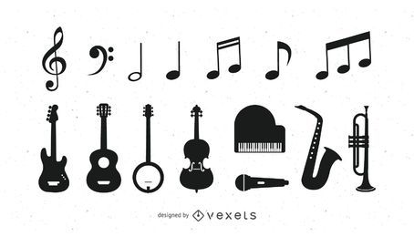 Black & White Musical Instrument Icons Black & White Musical Instrument Icons
