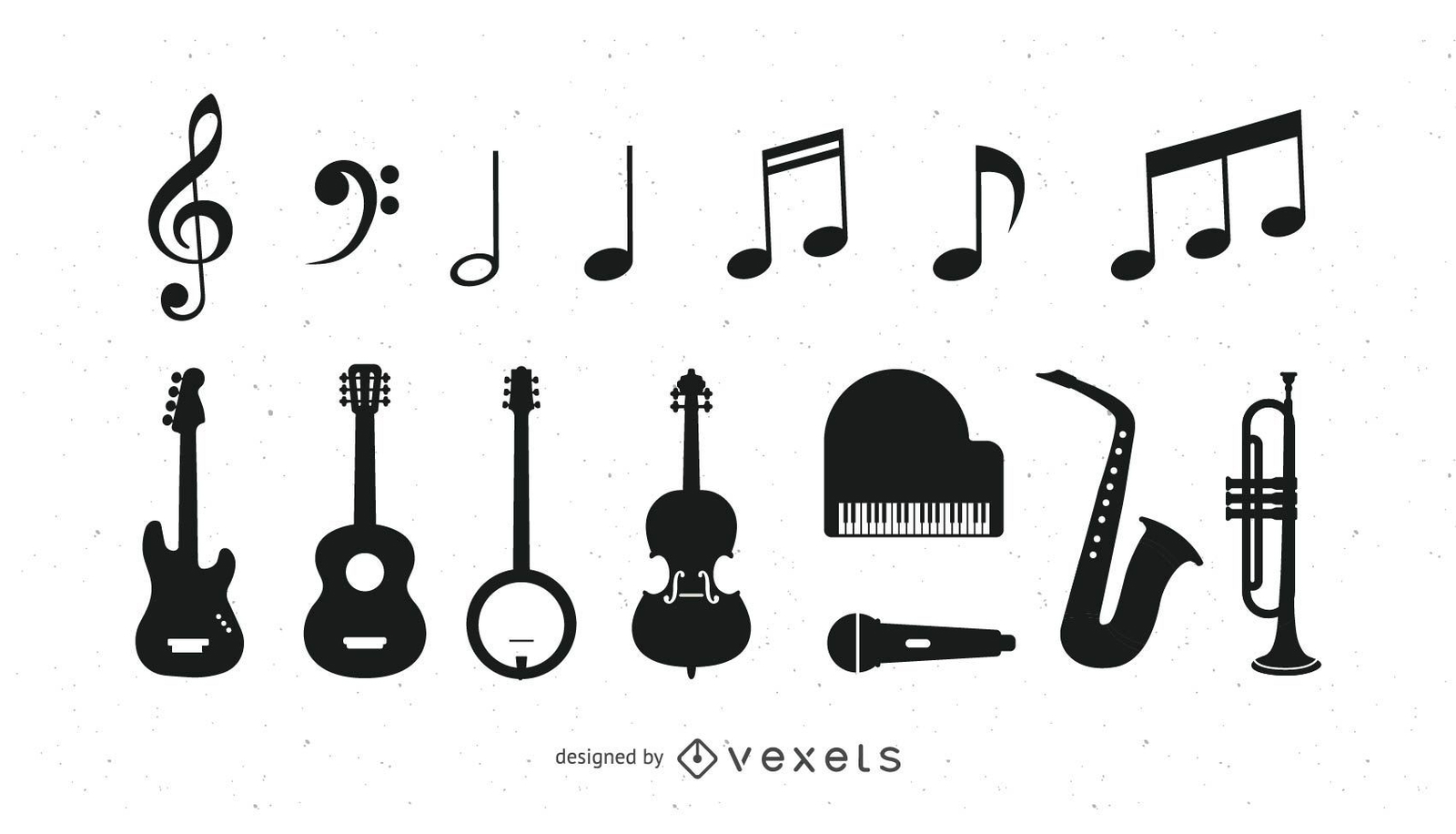 flat musical instrument icons