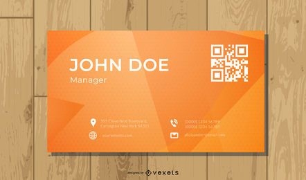 Design de cartão de visita com código QR laranja