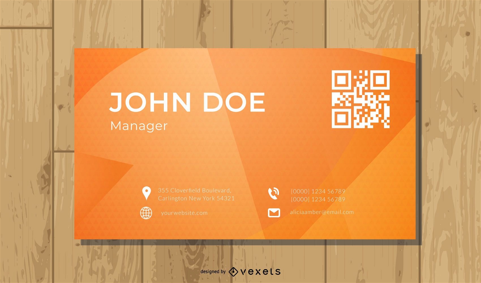Orange QR Code Business Card Design