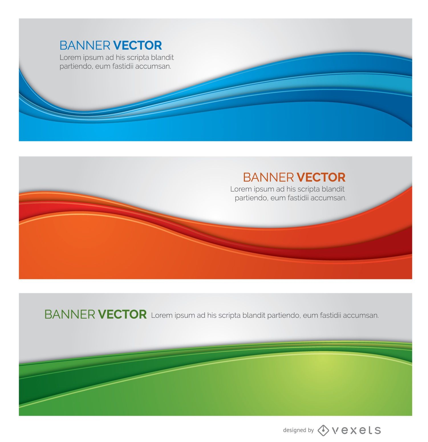 3 Wavy color banners