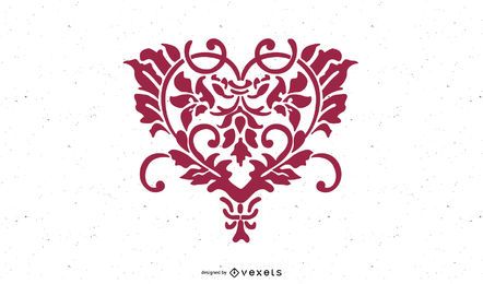 Flores dibujadas a mano en forma de corazón
