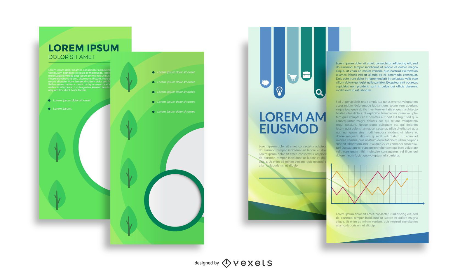 Abstract Both Sided Brochure Templates Vector download