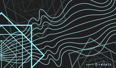 Ondas verticais com cubos de fundo colorido