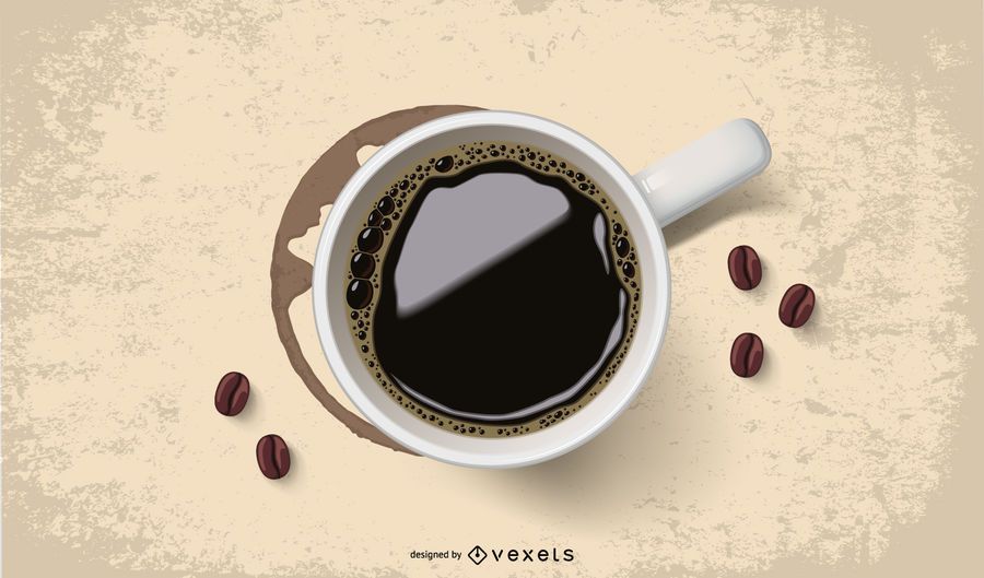 Realistische Tasse Kaffee mit Fleck Realistische Tasse Kaffee mit Fleck