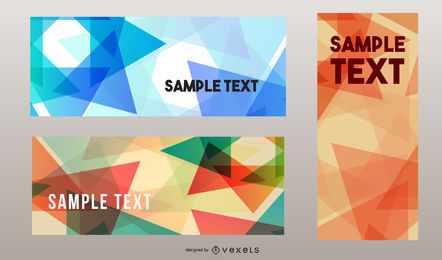 Conjunto de modelos de banner de triângulos coloridos abstratos